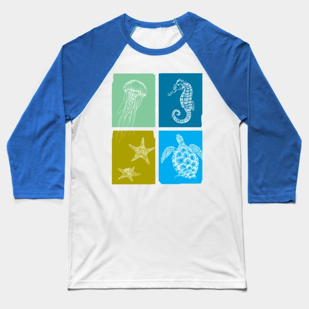 Sea life print Baseball T-Shirt by rachelsfinelines